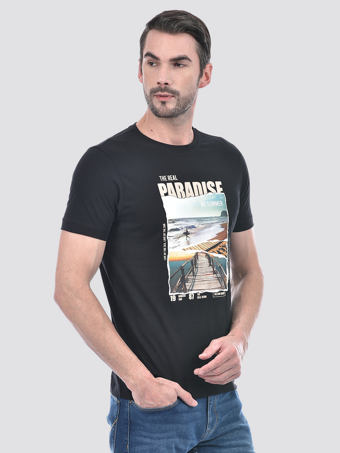 Numero Uno Men Graphic Print Black T-Shirt